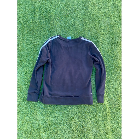 Adidas 3 Stripe Pullover Sweatshirt Black Crew Neck Athletic Casual - Picture 2 of 3